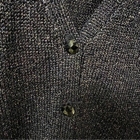 Ann Taylor holiday navy blue metallic threaded cardigan sweater women’s Small - Picture 11 of 11